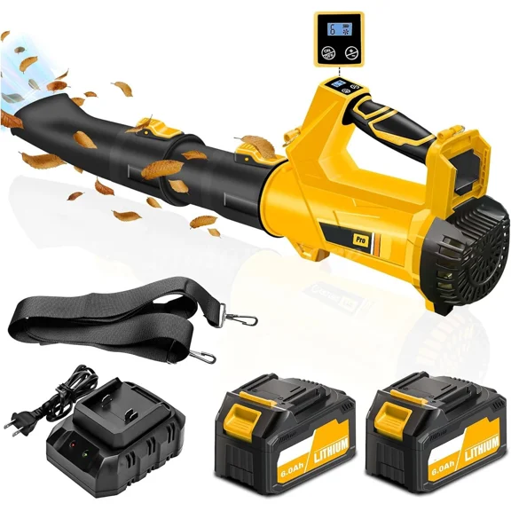 Cordless Leaf Blower 650CFM/280MPH & 6 Speed Levels Electric w/2 Batteries 6.0Ah