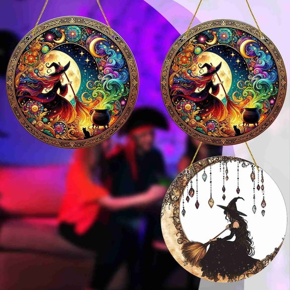 CoreLiving Witchy Room Decor Aesthetic Purple Wall Art Hanging Sign Vintage Witch Decor for Bedroom Living Room Home Office Wall Decorations