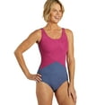thumbnail image 5 of Sporti Textured Chlorine Resistance Asymmetric Colorblock One Piece Slimsuit, High Cut, Soft Cup, Athletic (Women’s), 5 of 12