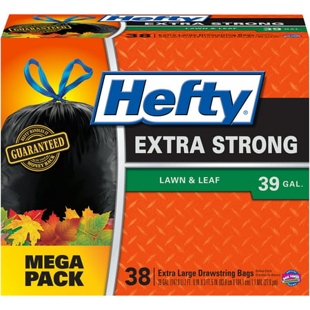 Hefty Strong Lawn & Leaf Large Garbage Bags, 39 Gallon, 38 Count