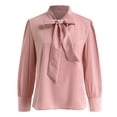 thumbnail image 4 of COMVALUE Women 2026 Tie Neck Bishop Long Sleeve Shirts Casual Work Blouses Tops (Pink, XL), 4 of 9