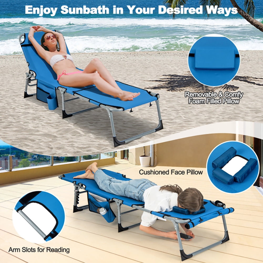 Aimee Lii 5-position Outdoor Folding Chaise Lounge Chair, Outdoor Patio Furniture, Blue