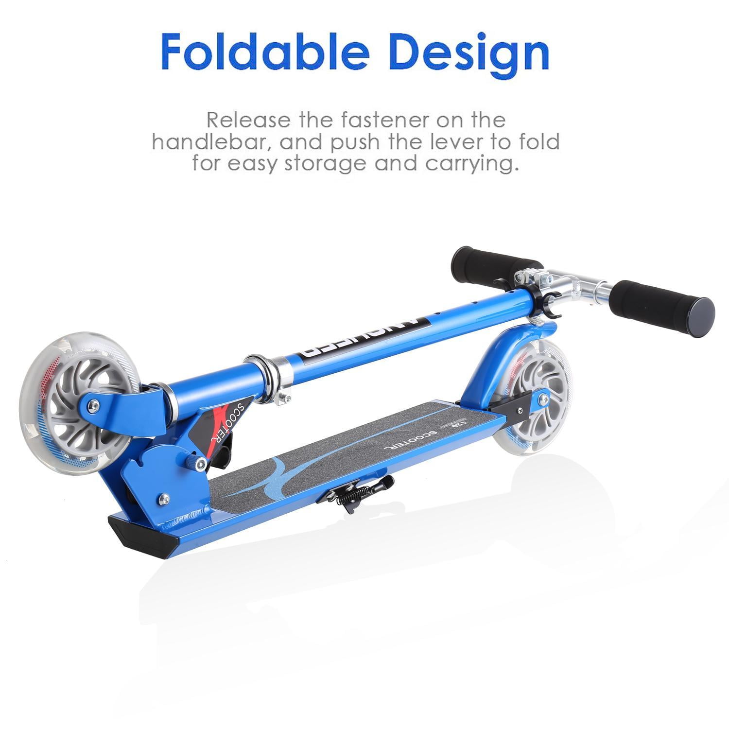 Kick Scooter Kids Scooter 4 Wheel Scooter Boys Girls,Green 3 Height Adjustable Pu Wheels Extra Wide Deck Best Gifts for Kids