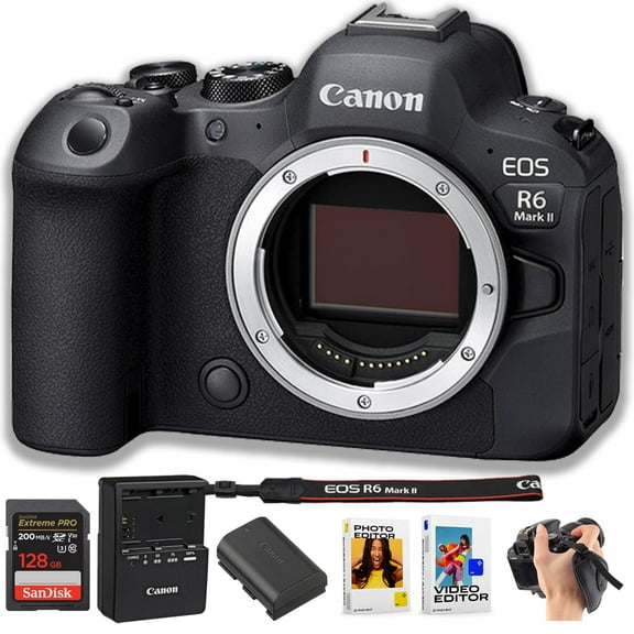 Canon EOS R6 Mark II Mirrorless Digital Camera Body | 24.2MP Full-Frame CMOS Sensor, Dual Pixel CMOS AF II   128GB Extreme SD Card and More