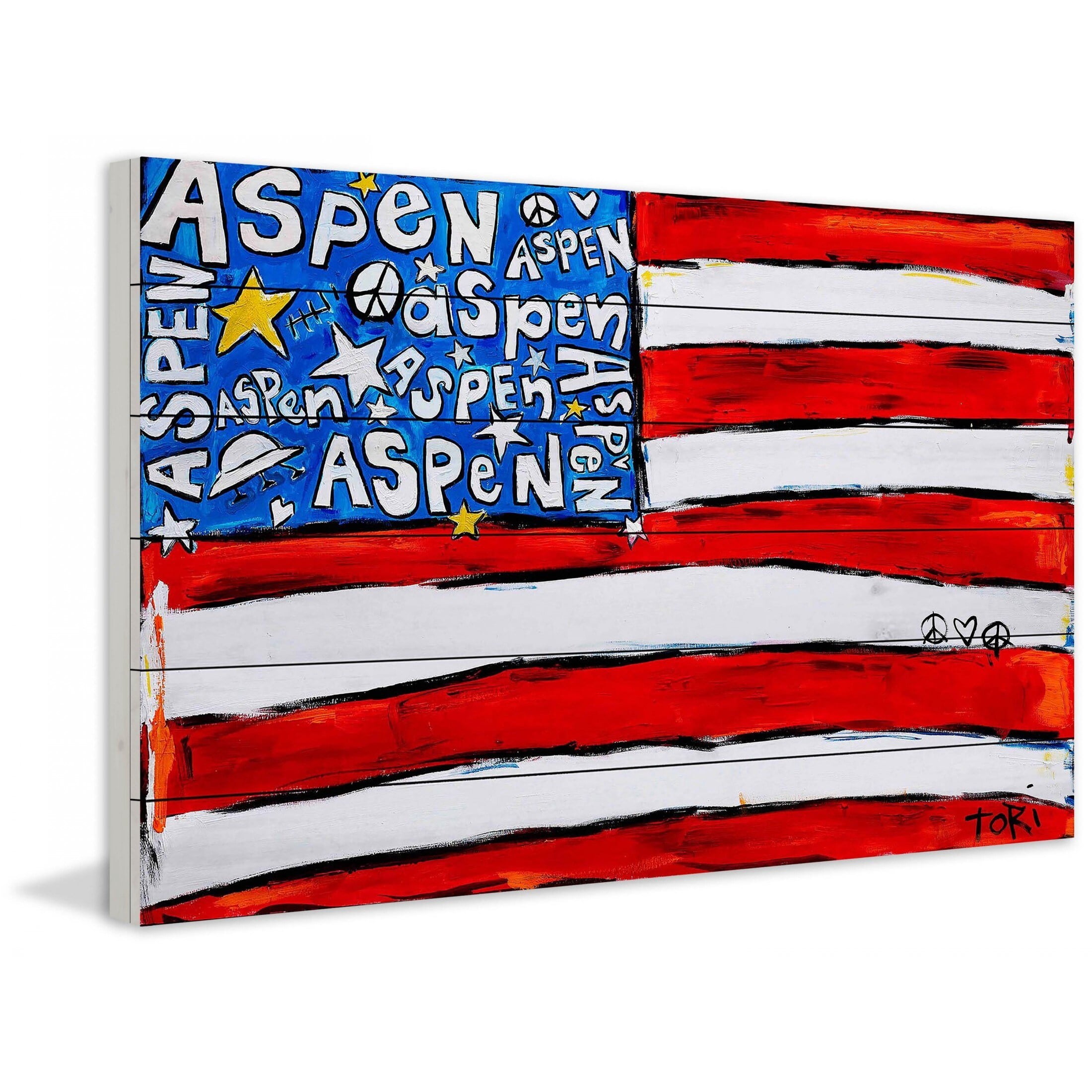 Marmont Hill "Aspen Flag" by Tori Campisi Painting Print on White Pine Wood