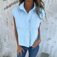 thumbnail image 2 of hotojiny Womens Sleeveless Button down Shirt Summer Cotton Linen Collar Tops Lightweight Solid Blouses with Pockets, 2 of 6