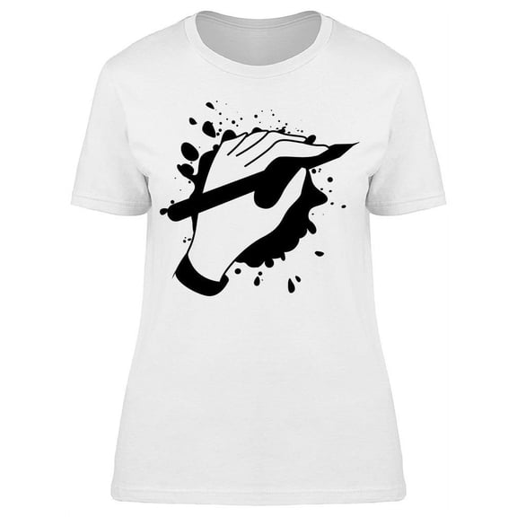Ink Splattered Writing Hand T-Shirt Women -Image by Shutterstock, Female XX-Large
