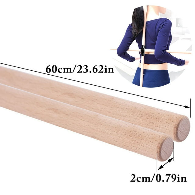 Bangcool 2 Pcs Bâtons en Bois Correction de Posture Bâtons d'Exercice avec Boucle pour Bâton