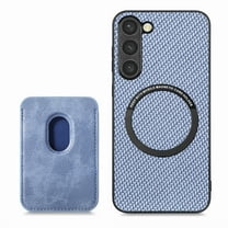 ELEHOLD for Samsung Galaxy S24 Plus Magnetic Wallet Case with Detachable Back Card Holder Fiber Texture Design Full Body Protective Slim Shockproof Samsung Galaxy S24 Plus Case,Blue