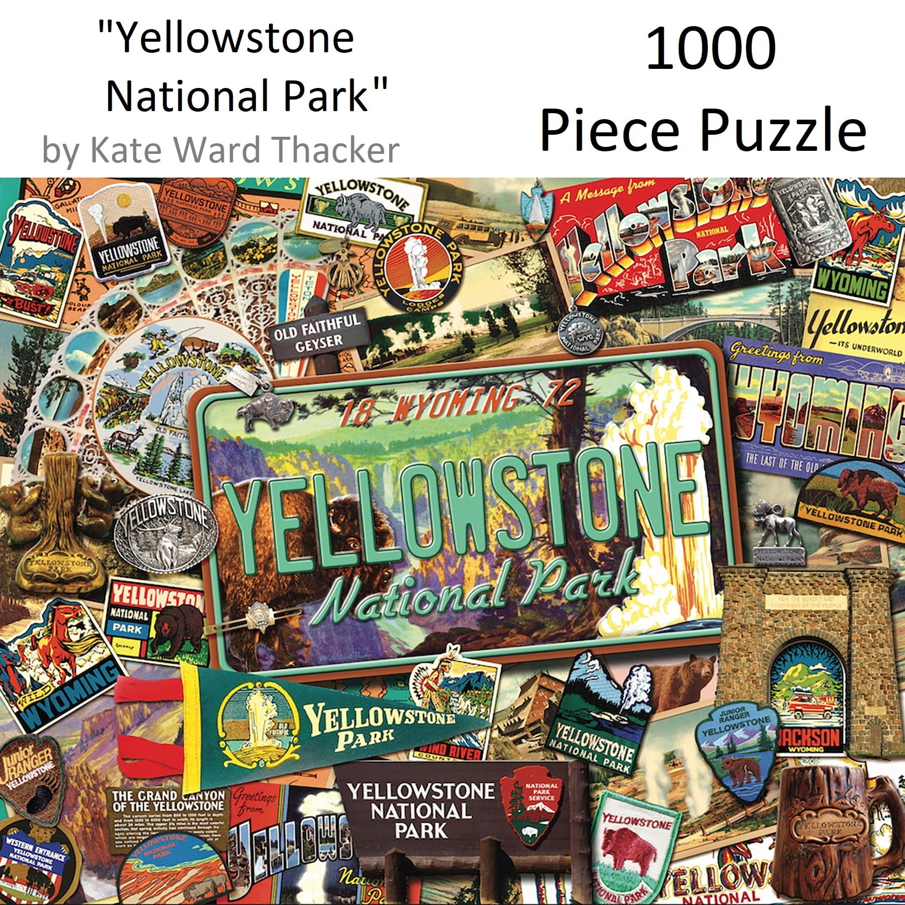Hart Puzzles 1000-Piece Yellowstone National Park by Kate Ward Thacker Interlocking Jigsaw Puzzle