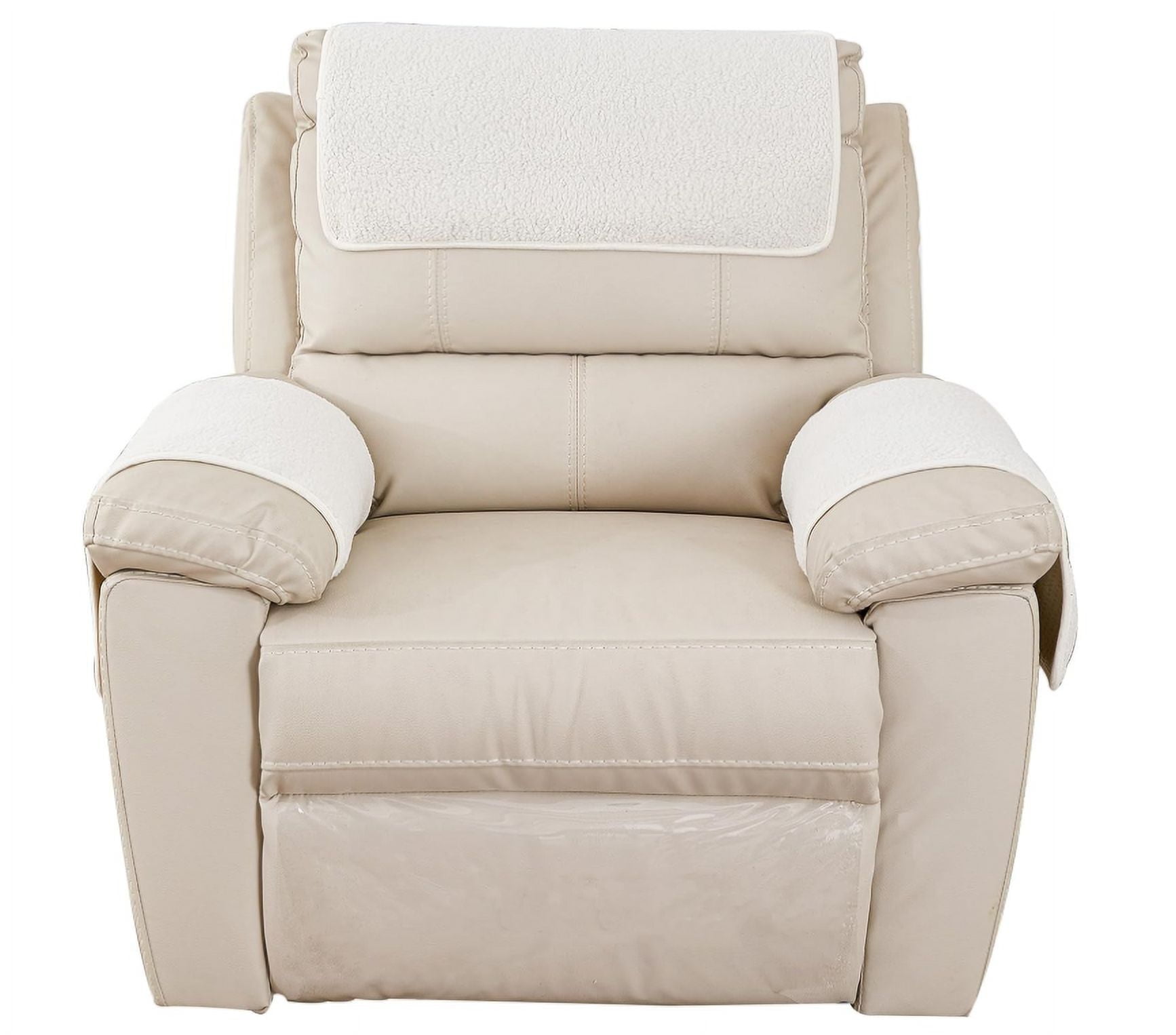 Garayma 3 Pcs Recliner Covers Armrest Covers with Storage Pockets Headrest Cover Armchair Slipcovers Sofa Recliner Protector White
