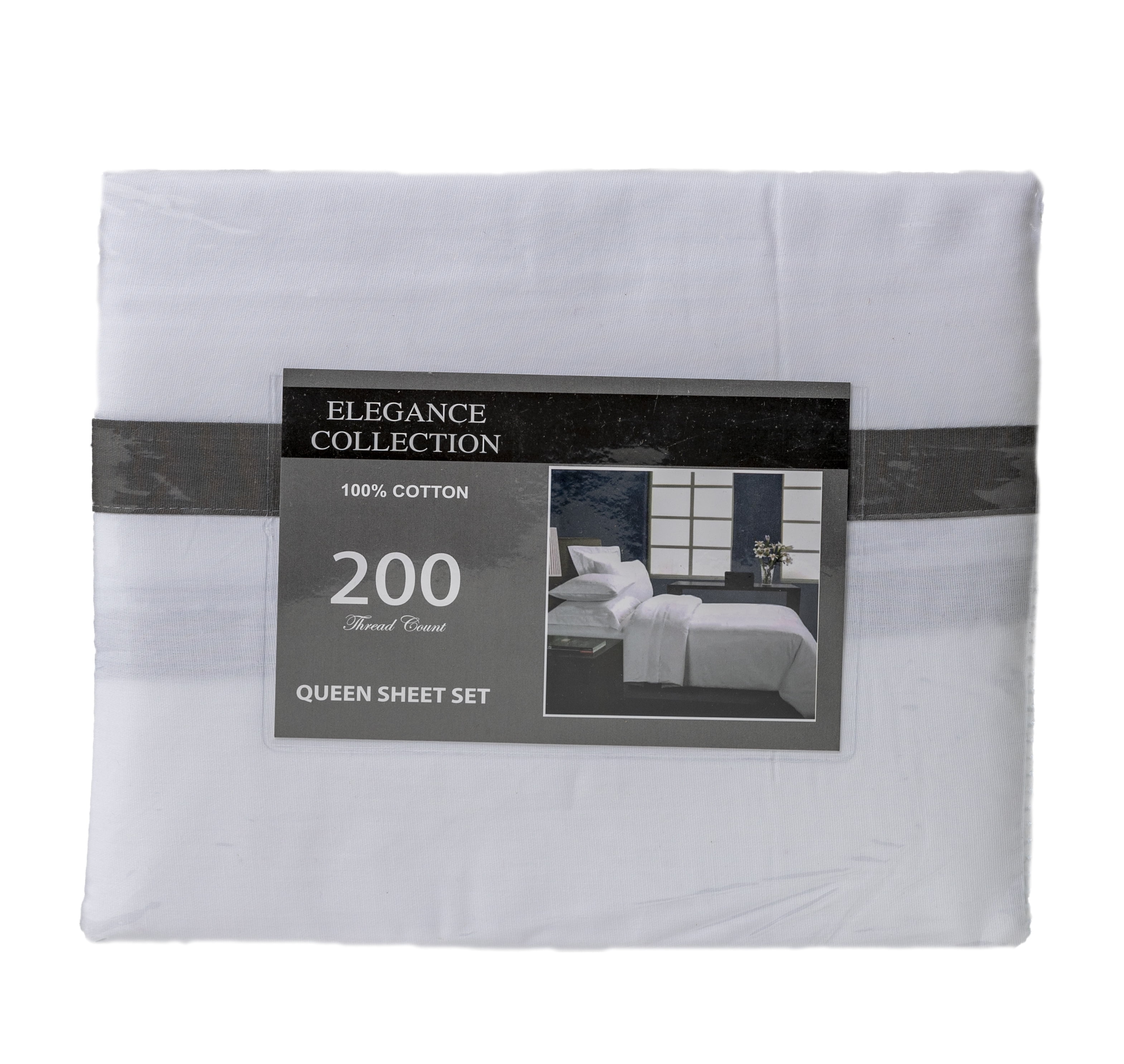 100% Cotton 200 Thread Count Sheet Set, Full, Dark Grey, 4-Pieces