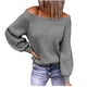 thumbnail image 1 of Moda mujer Color sólido manga larga Pullove fuera del hombro camisa suéter Tops Fridja hjk806, 1 of 4