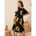 thumbnail image 2 of LATWIIV Women's V Neck Printed Cold Shoulder Short Sleeve Tanks Dress Cold Shoulder Flower35_2X, 2 of 8
