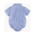 thumbnail image 4 of oqasdz Toddler Baby Bodysuit Boys Girls Short Sleeve Plaid Lapel Button Down Casual Loose Comfortable Bodysuits Size 0 M-6 M, 4 of 7