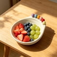 thumbnail image 4 of Decorative Ceramic Fruit Tray High Value Snack Tray for Living Room Tabletops & Dining Tables Cute Fruit Bowl with Built-In Forks, White, JKODE, 4 of 6