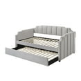 thumbnail image 3 of Fabric Twin Size Daybed with Channel Tufting and Nailhead Trim, Gray- Saltoro Sherpi, 3 of 4