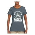 thumbnail image 2 of Dwight Schrute's Gym for Muscles Pop Culture Womens Graphic T-Shirt, Charcoal, X-Large, 2 of 3