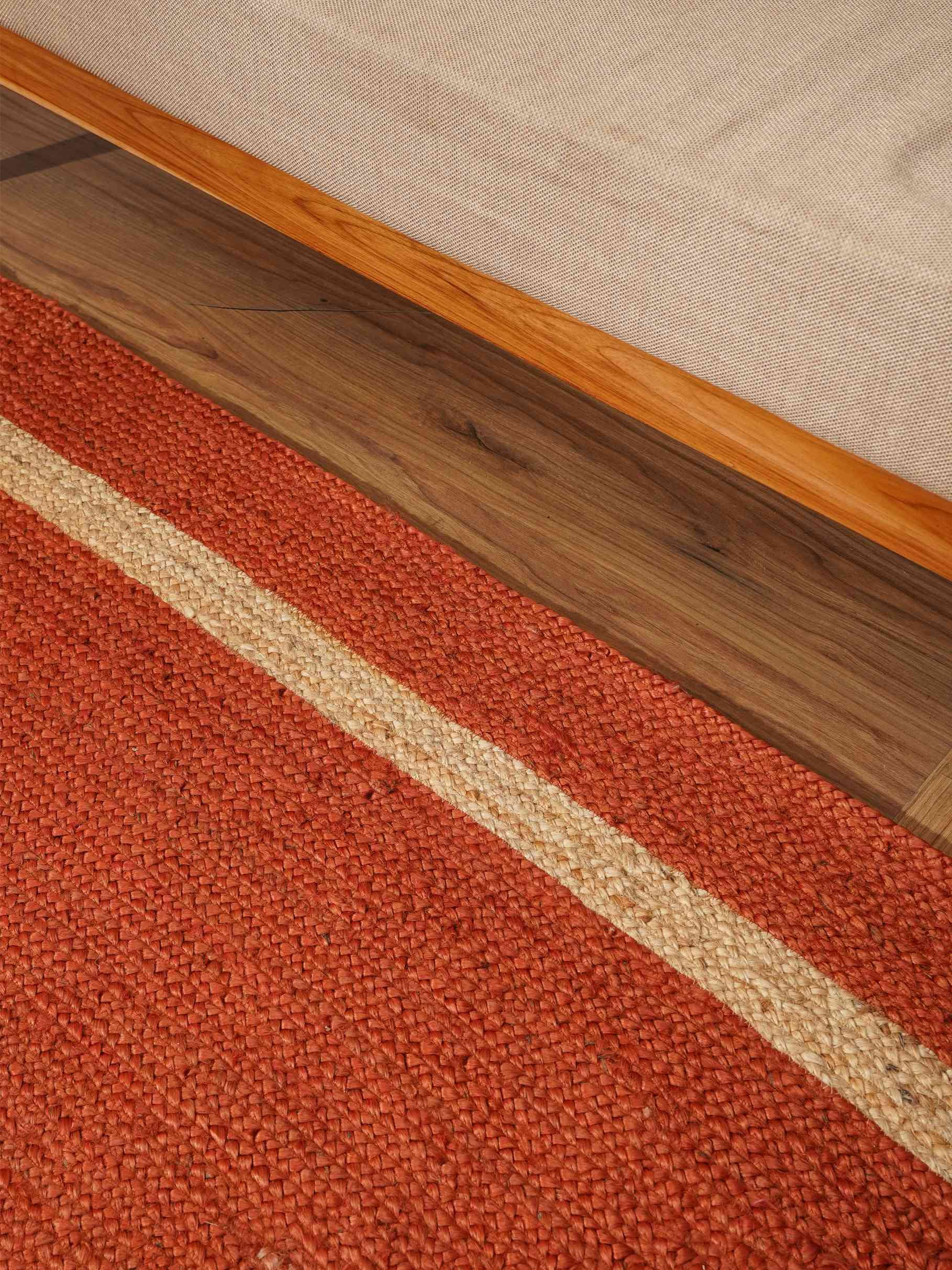 HAND WOVEN JUTE ECO-FRIENDLY AREA RUGS - 4'x6', Rectangle, Orange, High Pile, Natural Fiber, Handmade Area Rugs for Living Room, Bed Room (J00025)