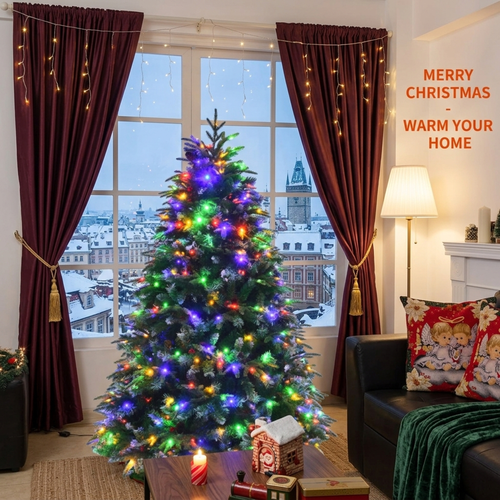 RUIE, 5 ft, Artificial Christmas Tree, with 250 LED Lights, 581 Branch Tips, Green Holiday Xmas Tree for Indoor Home Office Decoration