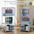 thumbnail image 5 of Portable Closet Organizers and Storage with Hanging & Folding Sections, Space-Saving Wardrobe Closet Organizer, Full-Cover Dustproof Hanging Clothing Rack for Bedroom, Apartment, Dorm, Black, 5 of 11