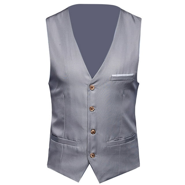 jangslng Plus Size Formal Men Solid Color Suit Vest Single Breasted ...
