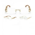 thumbnail image 2 of Clear Sunglasses Gold Metal Woody Retro Hiphop Style Wood, 2 of 2