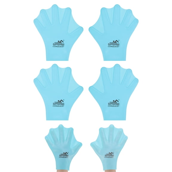 Uxcell 2 Pair Silicone Swimming Gloves Webbed Finger Frog Type Medium Gloves Blue
