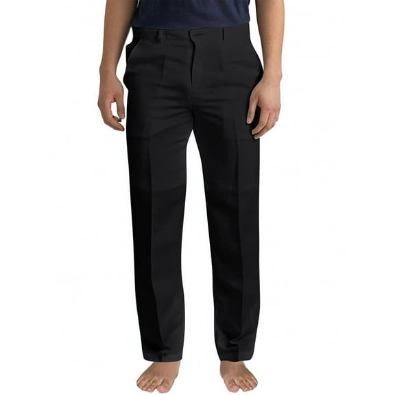 Men's Classic Fit Flat Front Linen Pants Beach Summer Fall Lightweight Linen Trousers