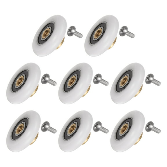 Shower Door Roller Wheel 25mm Dia. Replacement Part for Bathroom Glass Door, Sliding Door Roller, (2 Set 8pcs)