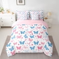thumbnail image 2 of Feelyou Blue Pink Butterfly Bedding Comforter Set 7pcs for Girl, Dreamy Cartoon Stars Queen Bedding Sets, Kawaii Animal Reversible Queen Sheet Sets, Super Cozy Room Decor, 2 of 8