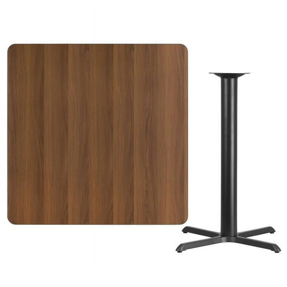 42" Square Walnut Laminate Table Top With Bar Height X Base - Bar Height Restaurant Table