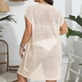 thumbnail image 6 of Women's Plus Size V Neck Open Front Cardigan Swimsuit Cover Up Hollow out Mesh Beach Lightweight Breathable Coverups for Swimwear Womens Cover Ups Skirt Beige One Size, 6 of 6