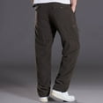 thumbnail image 6 of successthop Cargo Pant Elastic Waist for Men Fleece Solid Workwear with Multiple Pockets Zipper Casual Trousers, 6 of 6