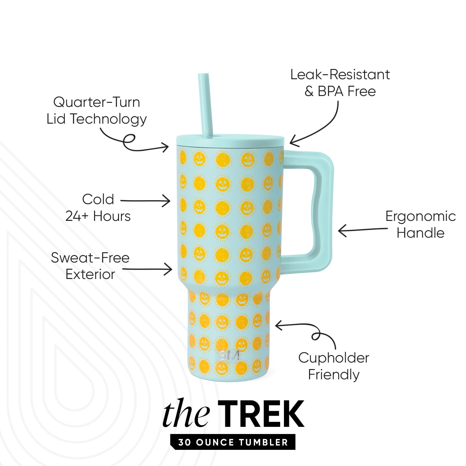 Simple Modern 30 fl oz Insulated Stainless Steel Trek Tumbler with Straw Lid|Poolside Pumpkin