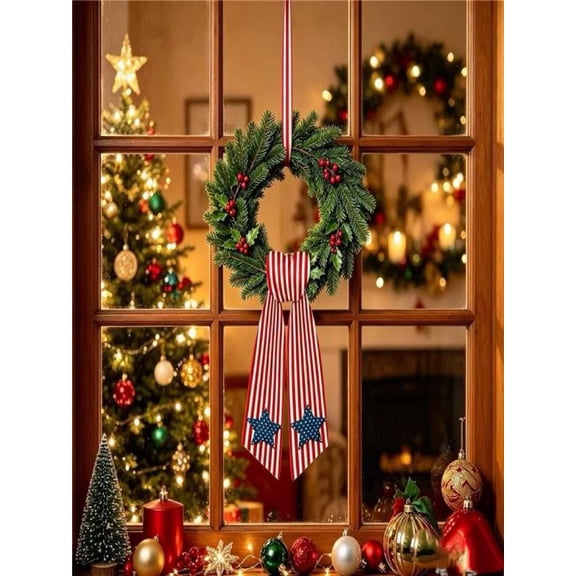 Yardvibe Patriotic Wreath Sash for Front Door, 56"x4.5" Double Sided Satin Stars and Stripes American Flag Ribbon for 4th of July Independence Day Decoration (G)