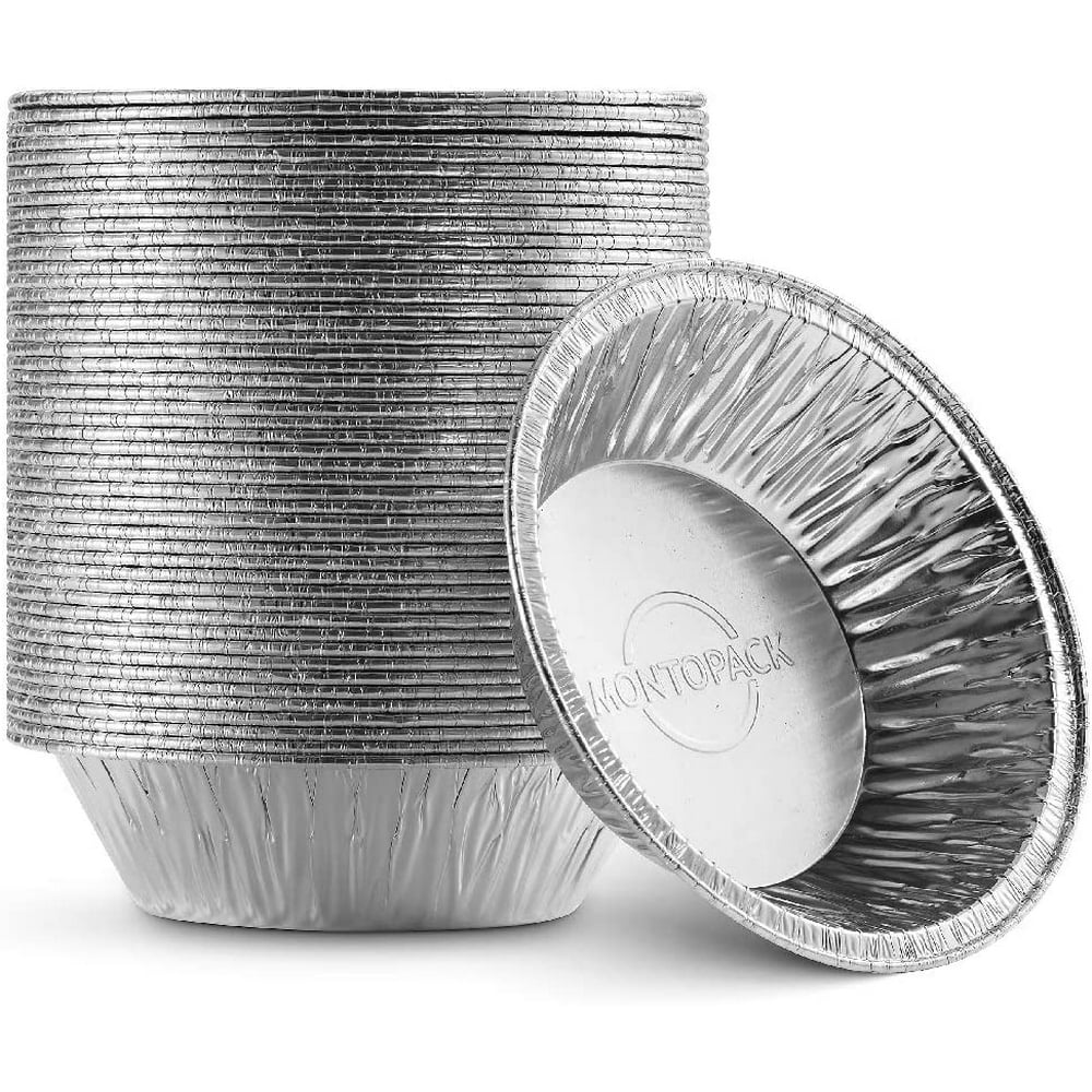 MontoPack Disposable Aluminum Foil Pie/Tart Pans 50Pack 5” Round Cake
