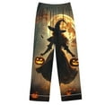 thumbnail image 6 of QIUOMBBP Halloween Pajamas for Women Sets Funny Forest Witch Graphic Lounge Set Casual Button Up Shirts and Wide Leg Pants Sleepwear 2 Piece Outfits, Multicolor, L, 6 of 7