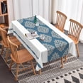 thumbnail image 2 of Nanqianyi Vintage Blue Damask Floral Rectangle Tablecloth,84x60 Inch,Waterproof Oilproof Machine Washable Table Cover, 2 of 5