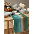 thumbnail image 3 of Teal Blue Brown Table Runner Home Vintage Farmhouse Retro Wooden Tablerunners 16 x 72 Inch, Table Decorations Tabletop Scarf for Summer Gathering Holiday Farmhouse Kitchen Dining Decor, 3 of 6