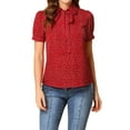 thumbnail image 2 of DARING DIVA Women's Polka Dots Tie Bow Chiffon Blouse XS Red-Dots, 2 of 7