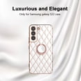 thumbnail image 3 of for Samsung Galaxy S22 Case with Ring Holder Stand Luxury Glitter Plating Gold Edge 360 Rotation Kickstand Phone Case for Women Shockproof Soft Flexible TPU Protective Cover Case-White, 3 of 12