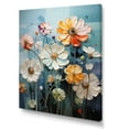 thumbnail image 2 of Designart "Expressive Blue And Orange Zinnias I" Zinnias Canvas Art Print, 2 of 7