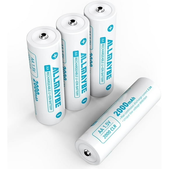 AIR-New 1.5V 2000mAh Rechargeable AA Lithium Battery,2.5A Discharge Current (4-Pack 1.5V AA 2000mAh)