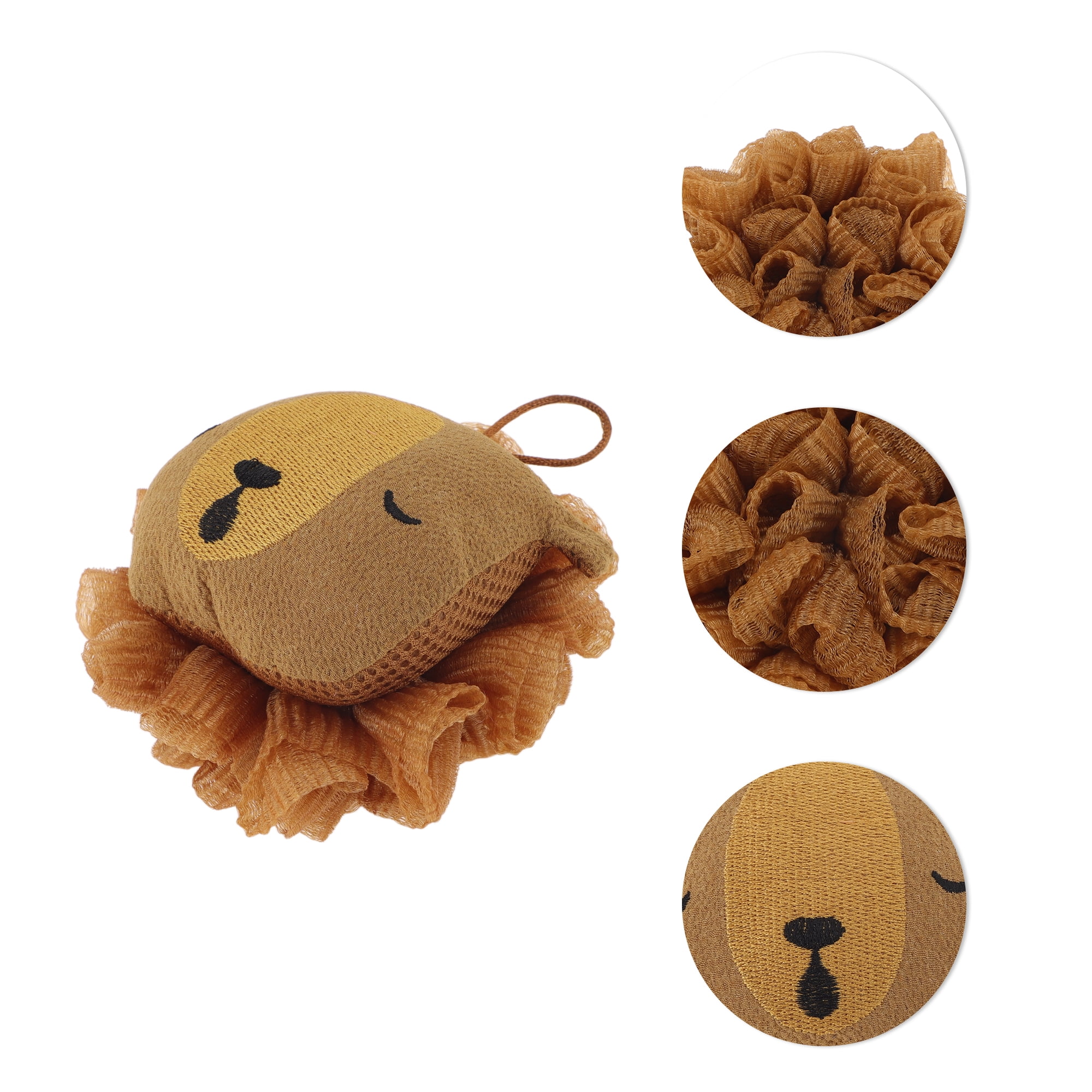 Unique Bargains Cute Cartoon Bath Sponge Body Scrubber for Shower Brown 1 Pc