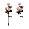 thumbnail image 2 of Luces solares de flores de rosa al aire libre, 5 cabezas, paquete de 2, luces decorativas de jardín impermeables, 71 cm de altura, multicolor, alimentadas por energía solar, 8-10 horas de duración, 2 of 6