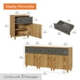 thumbnail image 3 of WAMPAT 3-in-1 Wood Dresser with 3 Drawers and 3 Cabinets for Bedroom, Modern Chest of Drawers, 71" Wide, Oak Brown&Dark Gray, 3 of 6