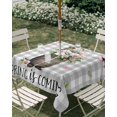 thumbnail image 3 of Square Outdoor Tablecloth with Umbrella Hole Grey Plaid Groundhog Outside Table Cloth Waterproof Patio Table Cover Spring Floral Butterfly Botanical Zipper Tablecloths for Picnic Camping 54x54 Inch, 3 of 8
