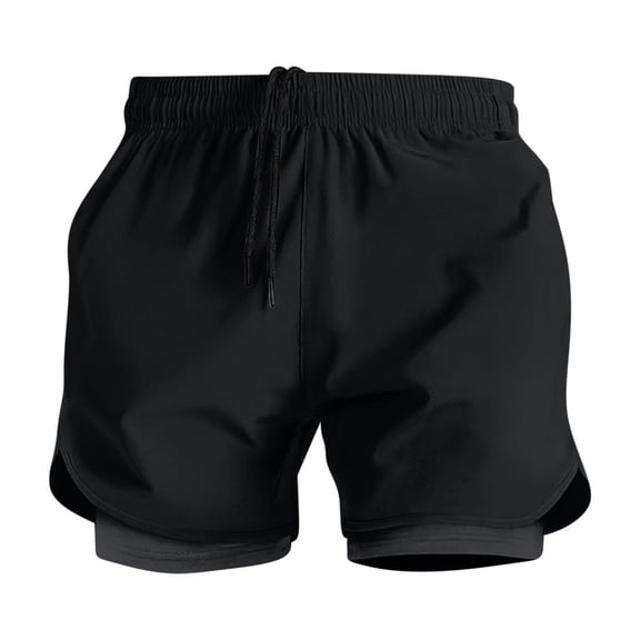 YLSDY Mens 2 in 1 Athletic Short 3" Quick Dry Lightweight Sweat Shorts Wicking Gym Workout Elastic Fitness Running Shorts Black S