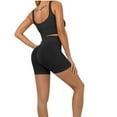 thumbnail image 4 of Workout Sets for Women 2 Piece Seamless Ribbed Crop Tank High Waist Athletic Shorts Yoga Outfits Exercise Set, 4 of 4